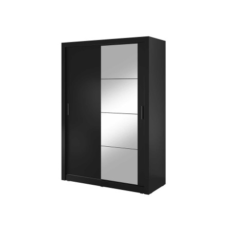 Armoire portes coulissantes noire avec miroir