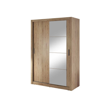 Armoire portes coulissantes déco chêne Shetland avec miroir