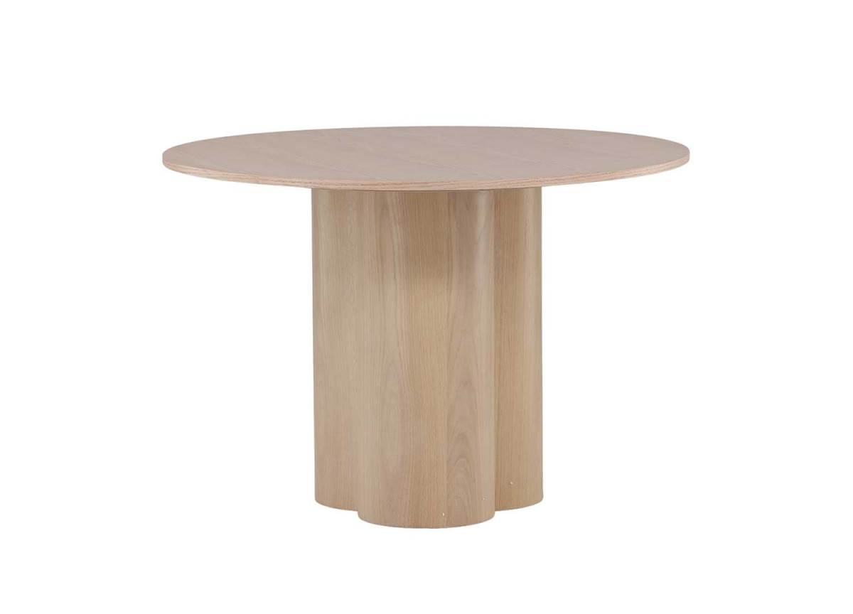 Table à manger ronde en bois 110 cm chêne chaulé