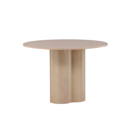 Table à manger ronde en bois 110 cm chêne chaulé