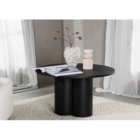 Table basse ronde 80 cm en bois finition noire