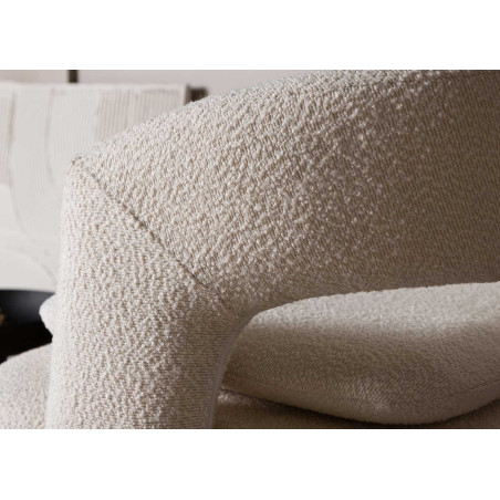 Fauteuil design en tissu bouclé blanc