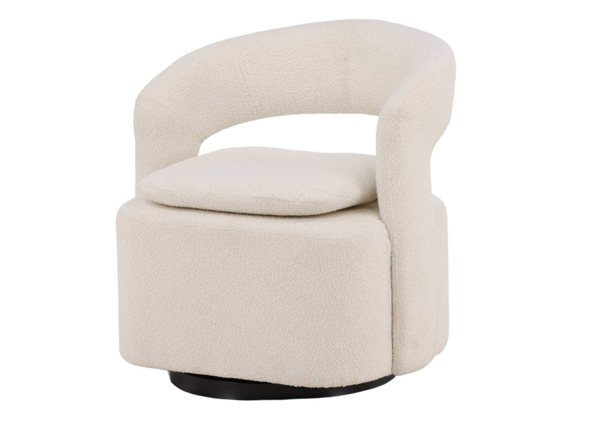 Fauteuil design en tissu bouclé blanc