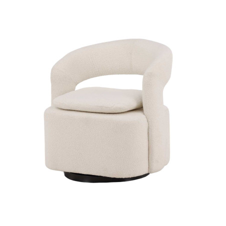 Fauteuil design en tissu bouclé blanc