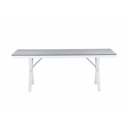 Table de jardin grise et blanche 200 cm