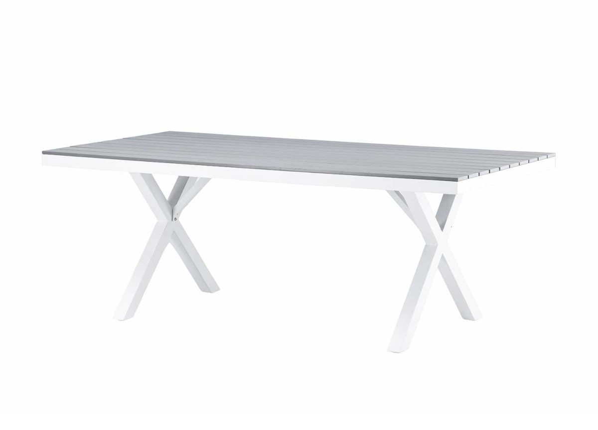 Table de jardin grise et blanche 200 cm