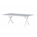 Table de jardin grise et blanche 200 cm