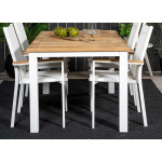 Table de jardin extensible en teck et aluminium blanc