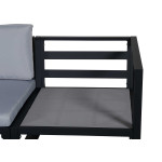 Salon d'angle en aluminium noir et coussin gris