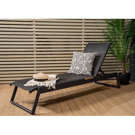 2 Chaises longues en aluminium et tissu noir