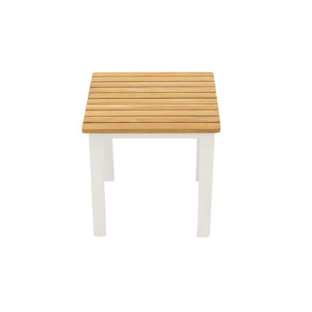 Table d'appoint carrée en teck et aluminium blanc