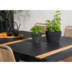 Table de jardin en aluminium noir et bois de teck 150 cm