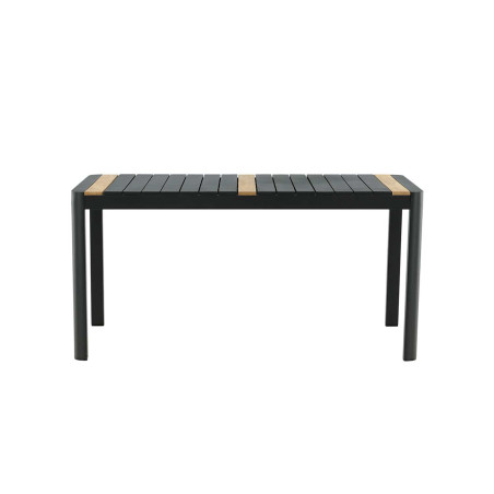 Table de jardin en aluminium noir et bois de teck 150 cm