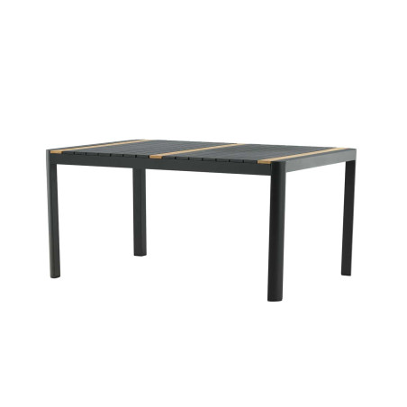 Table de jardin en aluminium noir et bois de teck 150 cm