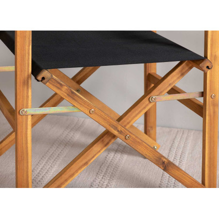 Chaises pliantes en bois massif et tissu noir