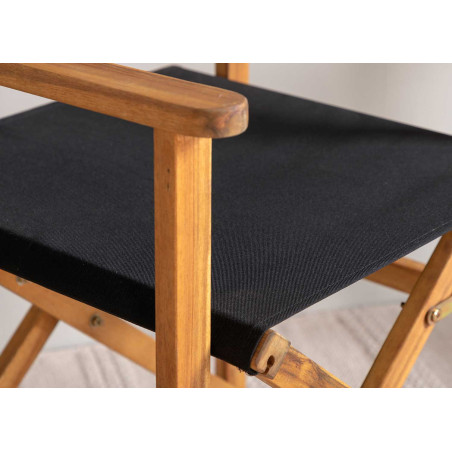 Chaises pliantes en bois massif et tissu noir