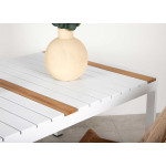 Table de jardin en aluminium blanc et bois de teck 150 cm