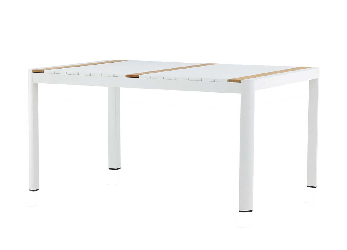 Table de jardin en aluminium blanc et bois de teck