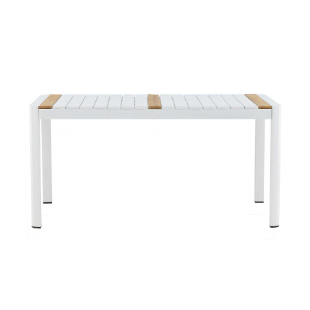 Table de jardin en aluminium blanc et bois de teck 150 cm