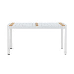 Table de jardin en aluminium blanc et bois de teck 150 cm