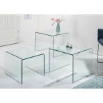 Set de 3 tables basses en verre emboîtables