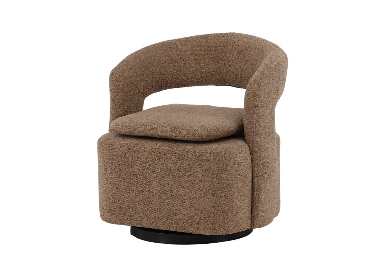 Fauteuil design en tissu bouclé brun clair