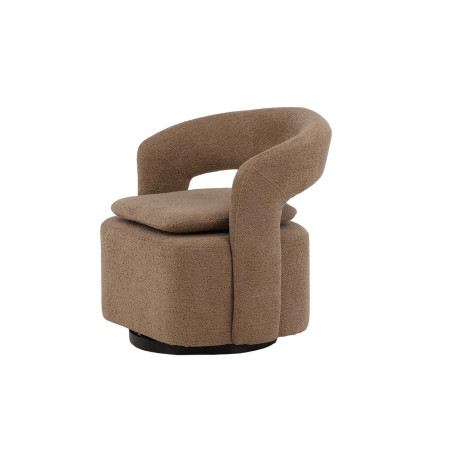 Fauteuil design en tissu bouclé brun clair