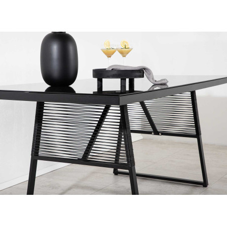 Table de jardin en verre et aluminium noir