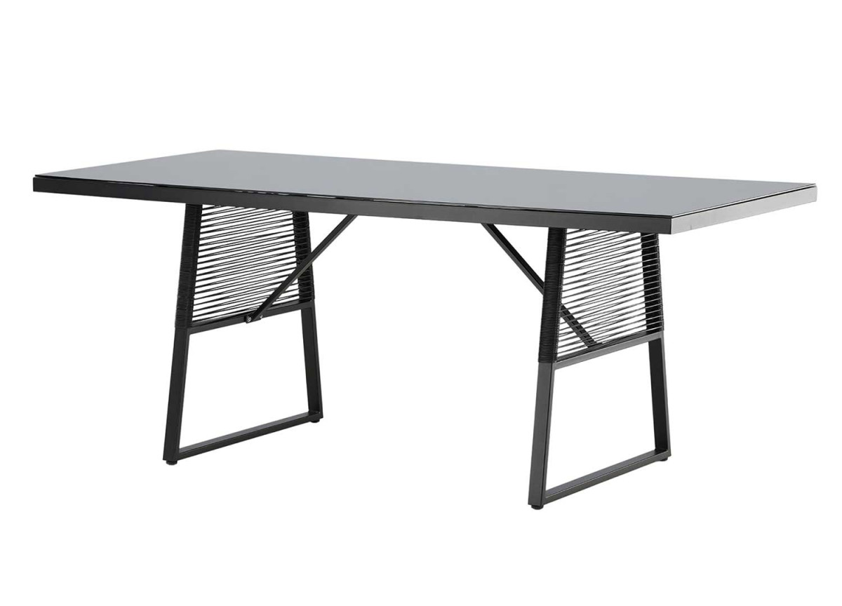 Table de jardin en verre et aluminium noir