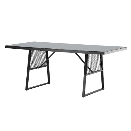 Table de jardin en verre et aluminium noir