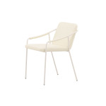 Chaise beige rembourrée en simili cuir