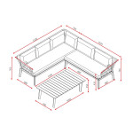 Salon de jardin d'angle avec table basse