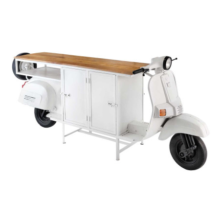 Bar scooter vintage blanc et bois 250 cm