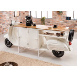 Bar scooter vintage blanc et bois 250 cm