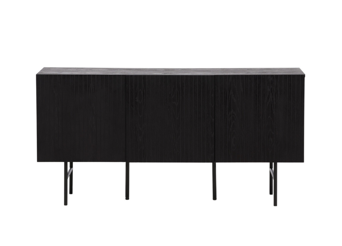 Buffet noir 150 cm façades rainurées