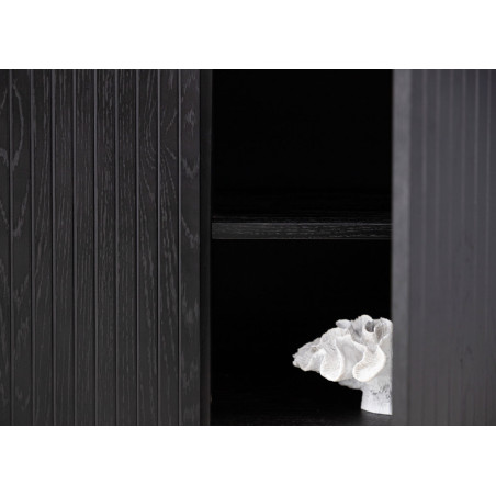 Buffet noir 150 cm façades rainurées