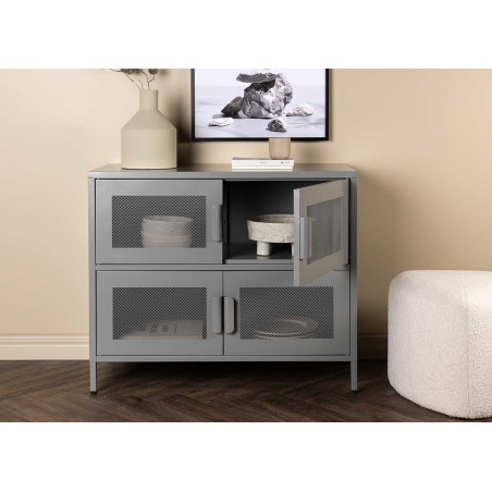 Meuble commode métal gris 90 cm