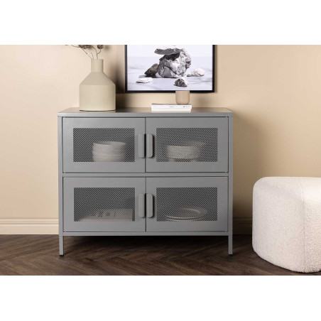 Meuble commode métal gris 90 cm