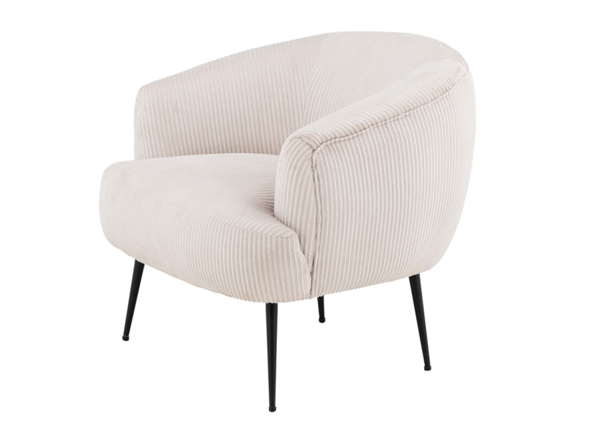 Fauteuil en velours côtelé beige