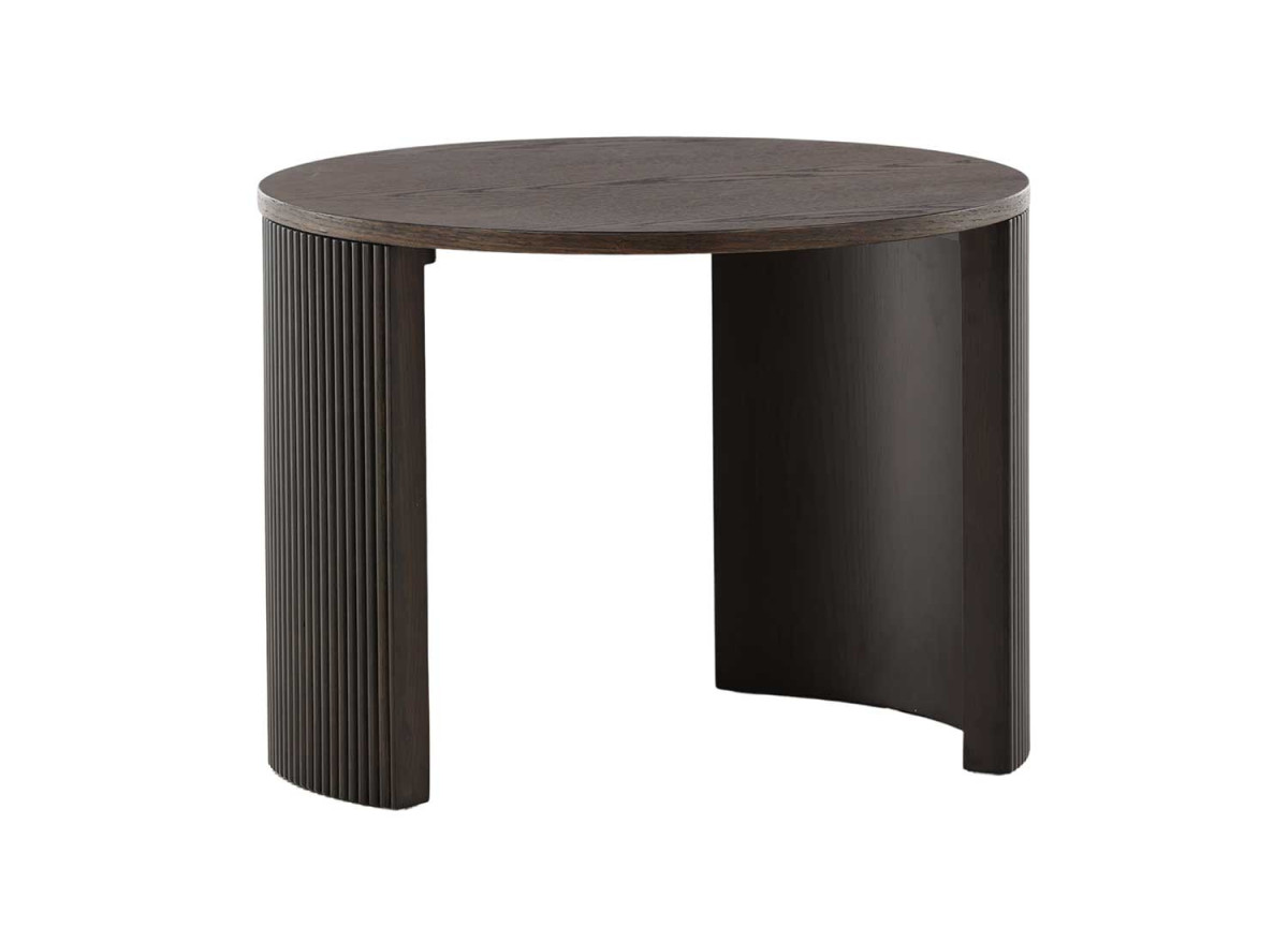 Table d'appoint ronde couleur bois moka