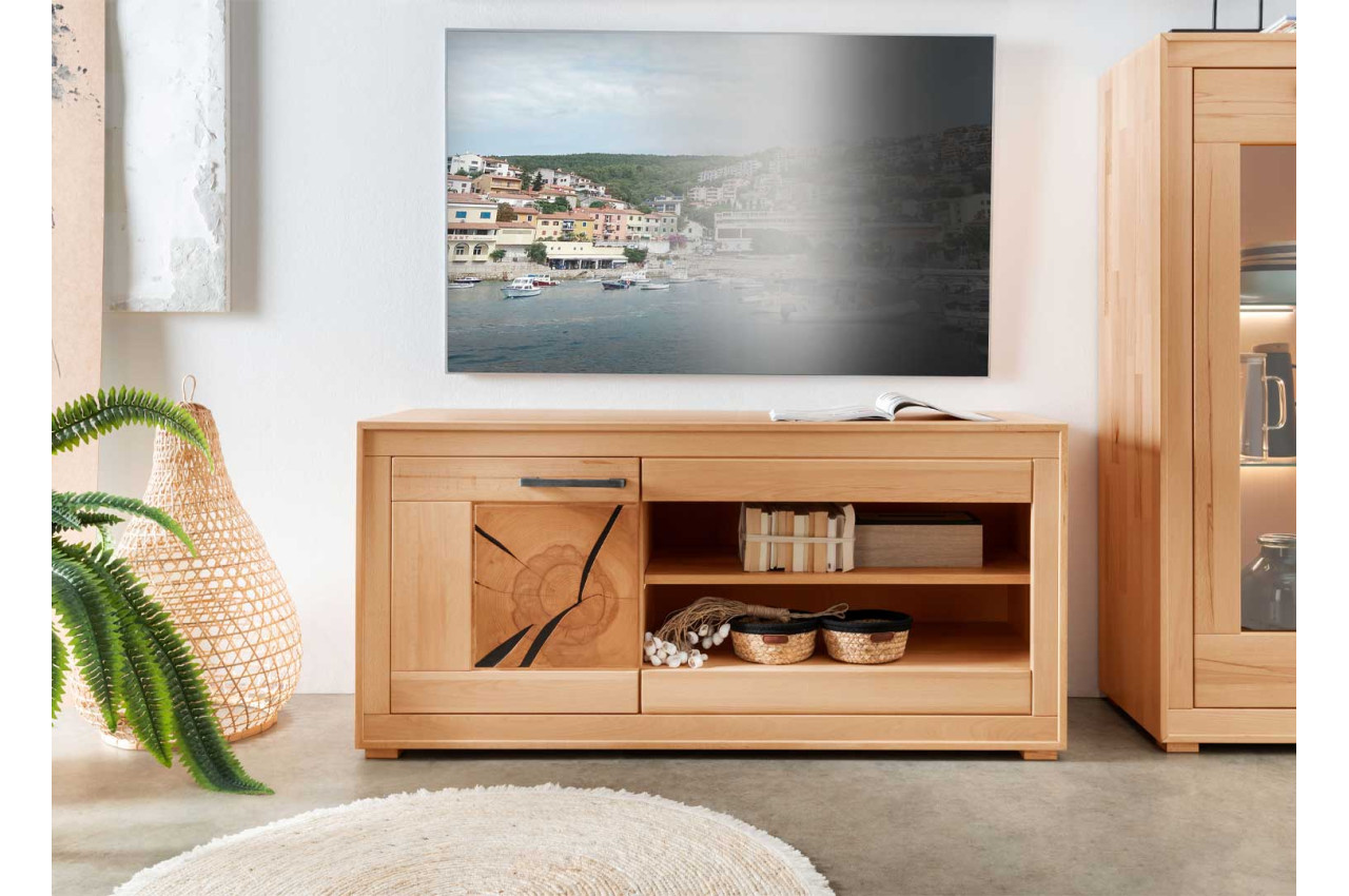 Meuble TV en bois massif / 170 cm pour salon