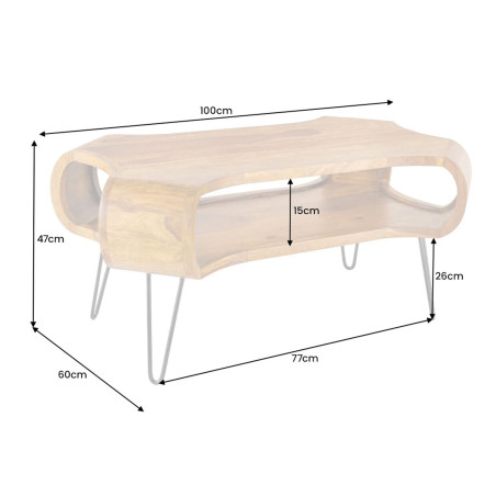 Table basse organique en bois massif