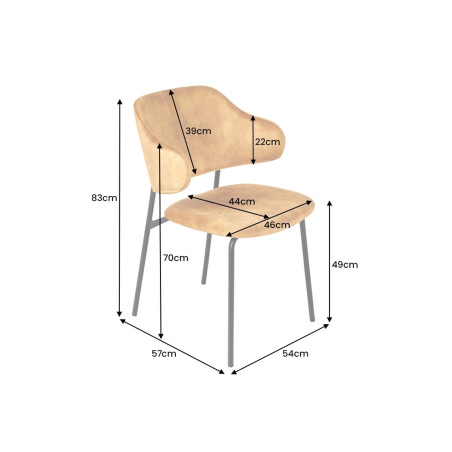 Chaises velours jaune moutarde et métal noir