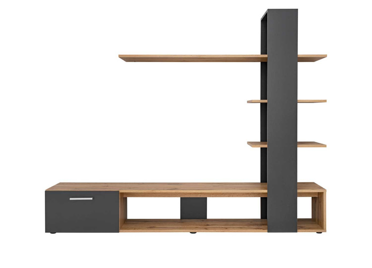 Meuble TV 190 cm noir et bois