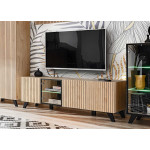 Meuble TV effet tasseaux de bois 160 cm