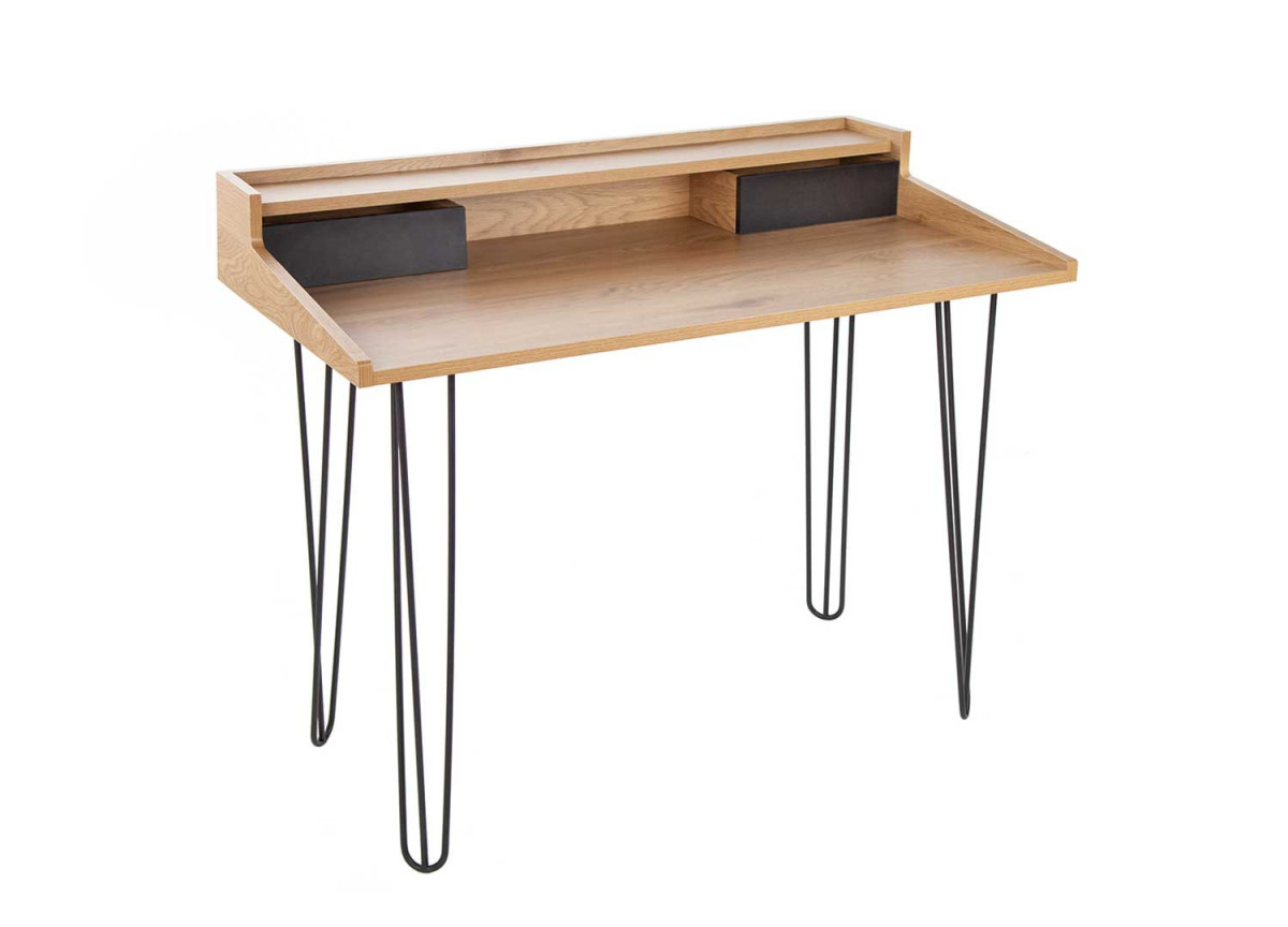 Bureau secrétaire 110 cm aspect chêne