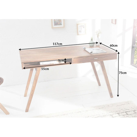 Bureau console en bois massif 120 cm