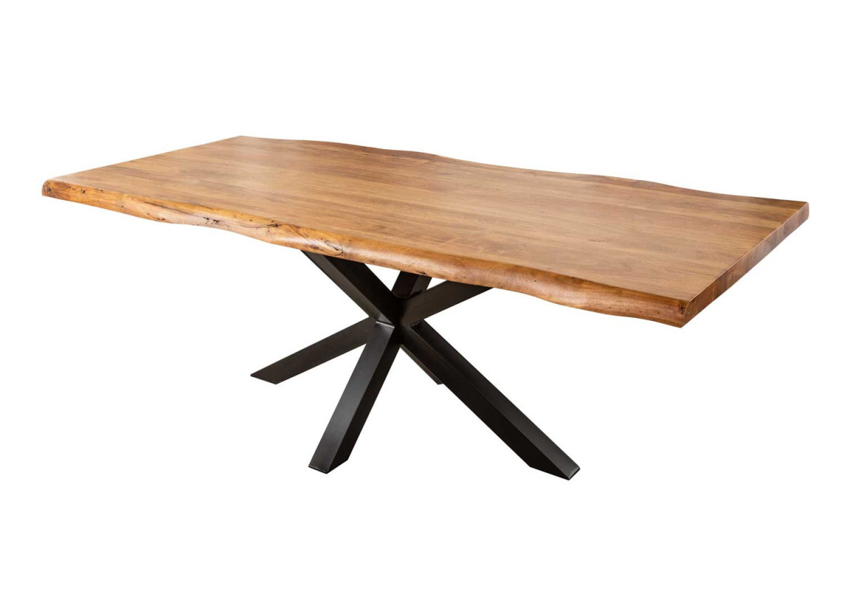 Table de repas 220 cm acacia et métal