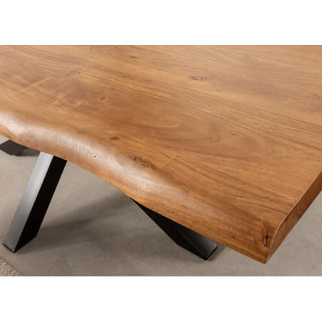 Table de repas 220 cm acacia et métal