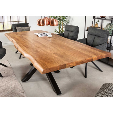 Table de repas 220 cm acacia et métal